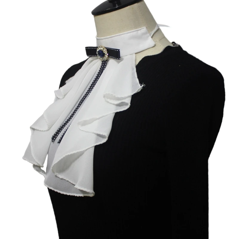 Faux Collar Victorian Detachable Collar Ruffled Lace Jabot Neck Collar Costume