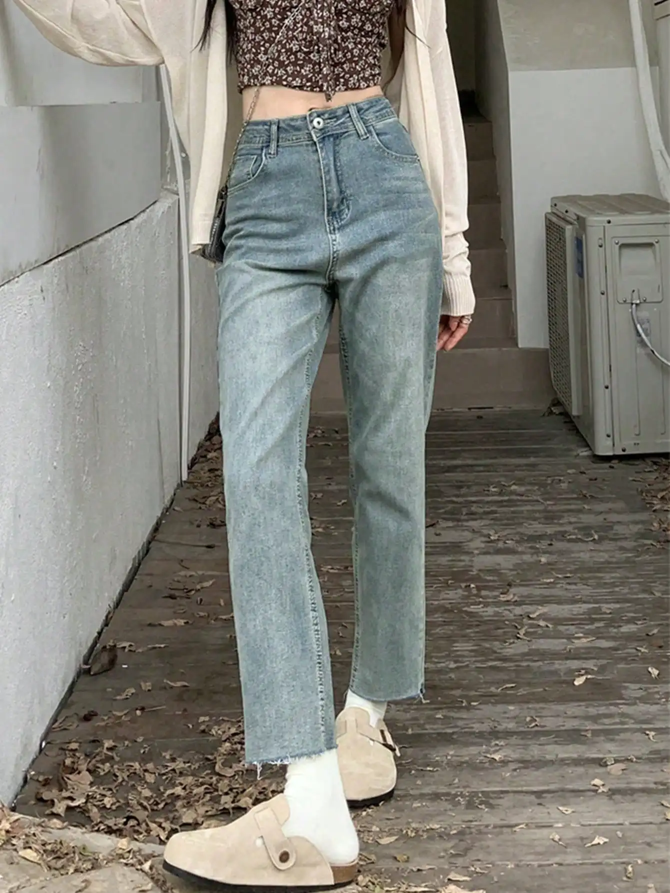 

Korean Chic High-Waisted Straight-Leg 2025 New Style Women's Spring Baguette Pants for Small People This Year