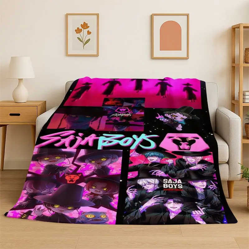 New KPop D-Demon H-Hunters Cartoon Flannel Throw Blanket,Warm Cozy Blanket for Bed,Sofa,Couch,Bedroom,Living Room,Office,Camping