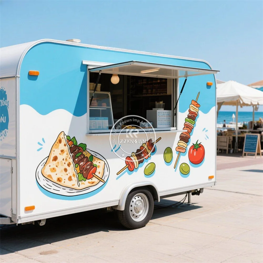 

Mobile Food Truck Fully Equipped Ice Cream Cart Mobile Pizza Coffee Kiosk Street Concession Food Trailer With Full Kitchen