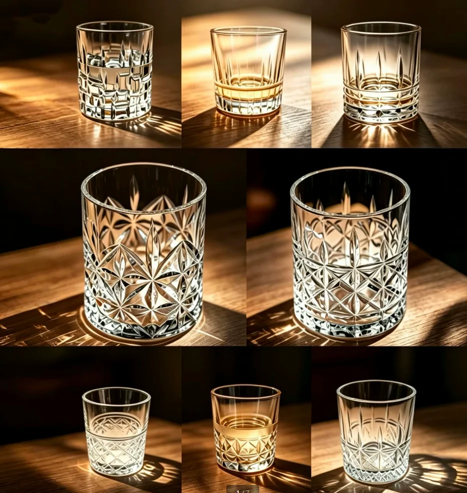 330ml Creative New Year Gift Whiskey Glass Classical Cup Carved Wine Glass Party Bar Elegant Transparent Foreign Wine Cup 2pcs