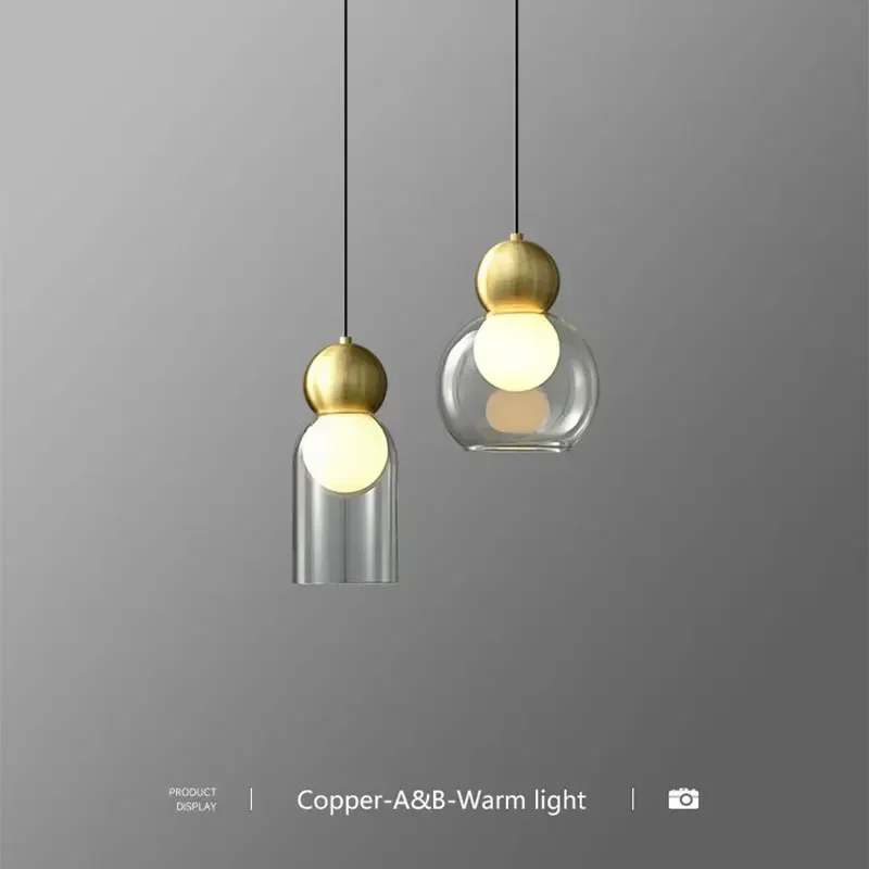 

H65 Copper Bar counter Pendant Light Hanging Lamps Chandelie for Bedroom Bedside Dining Room Restaurant Nordic Indoor Lighting