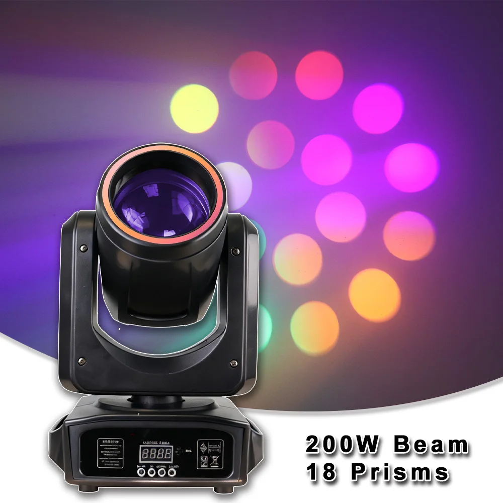 

YUER 200 Вт светодиодный луч с подвижной головкой и кольцом RGB, вращающийся 18 призмов для Dj Disco Club, вечеринки, дня рождения, бара, декоративная лампа