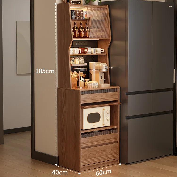 

Solid wood dining side cabinet small apartment high cabinet kitchen wall integrated locker locker narrow side tea cabinet