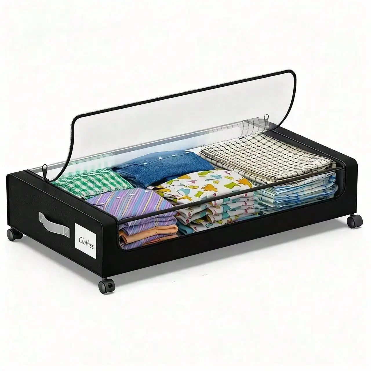 

Набор из 1/2 штук: Ящики для хранения под кроватью на колесиках, тканевые органайзеры большой вместимости с прозрачной крышкой и ручкой, с несколькими отделениями