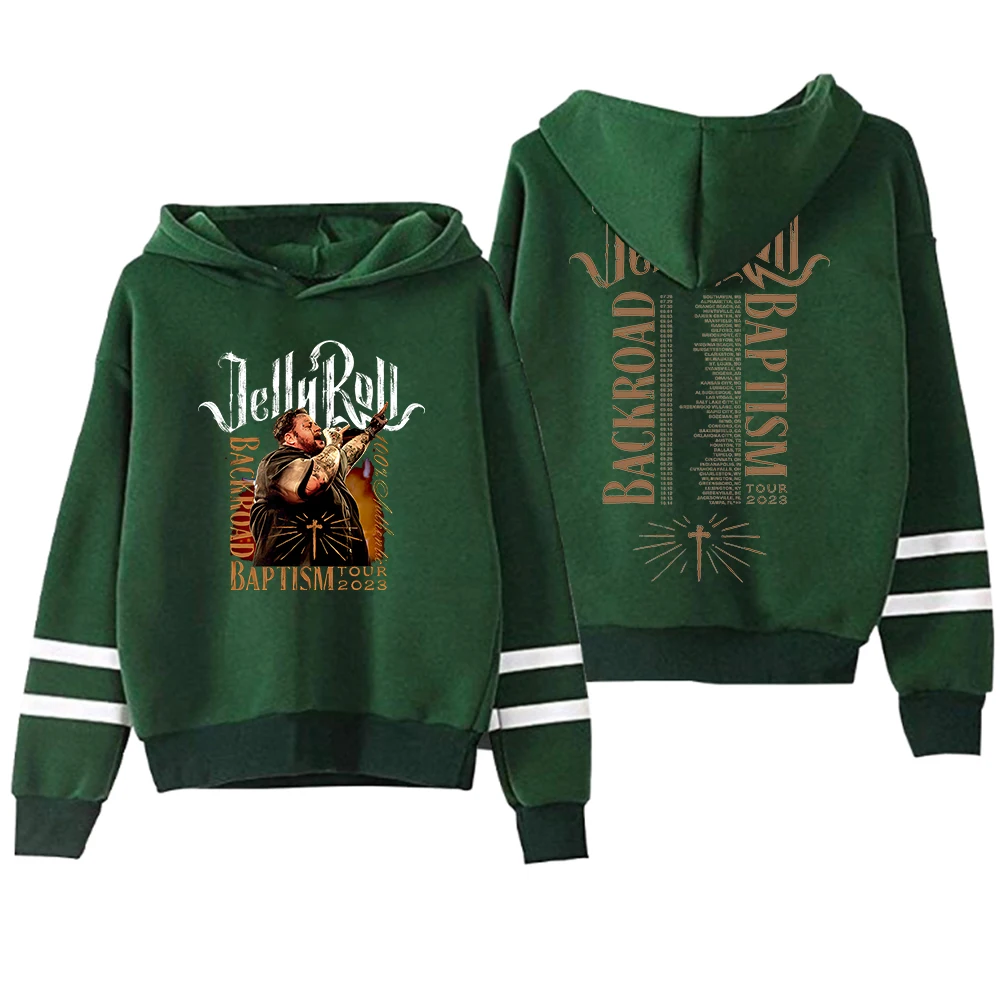 

Jelly Roll Backroad Baptism Tour Hoodie 2023 New Hip Hop Pocketless Parallel Bars Sleeve Streetwear Women Men Hooded Sweatshirt