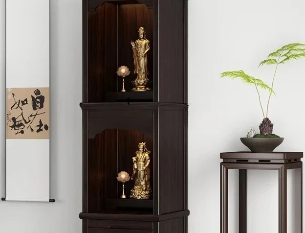 FG-24 Solid wood Buddha table cabinet with door Buddhist niche New Chinese Bodhisattva table God of Wealth cabinet