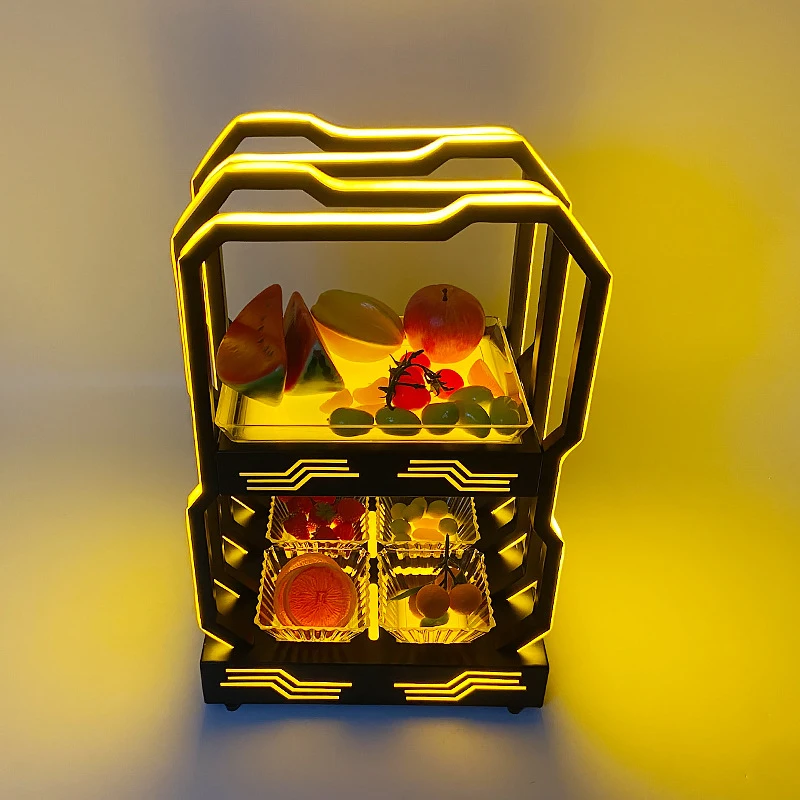 

LED light-up double-layer fruit tray, fruit basket, bar-specific luminous fruit stand, KTV dry fruit plate, snack tray, booth di