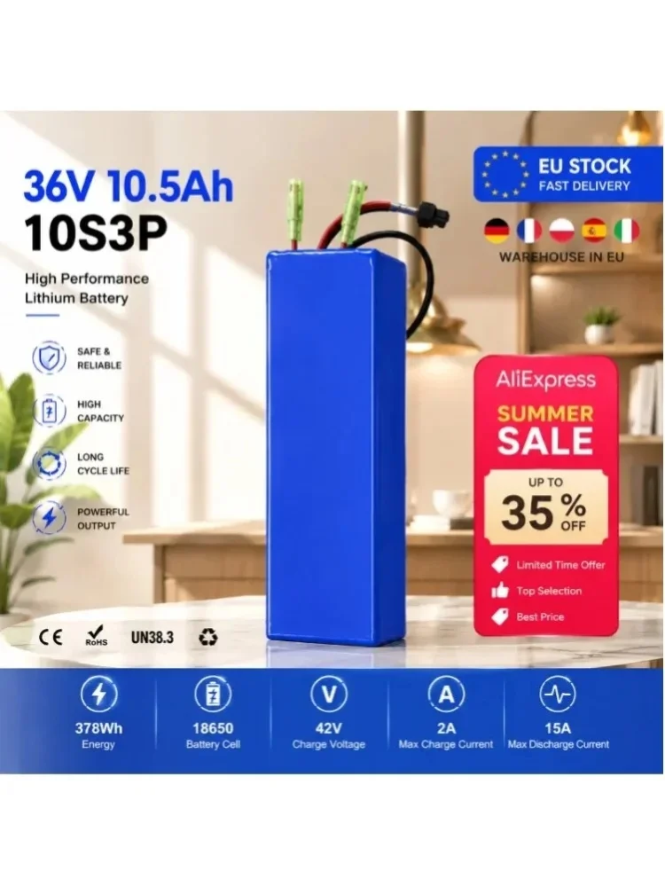 EU Schnellversand 36V 7.8Ah 10Ah 10.5Ah 18650 Lithium-Ionen-Akku 10S3P Ersatzakku Kompatibel mit FIIDO D1 D2 D2S D4S Faltbares Elektrofahrrad Akku 15A BMS