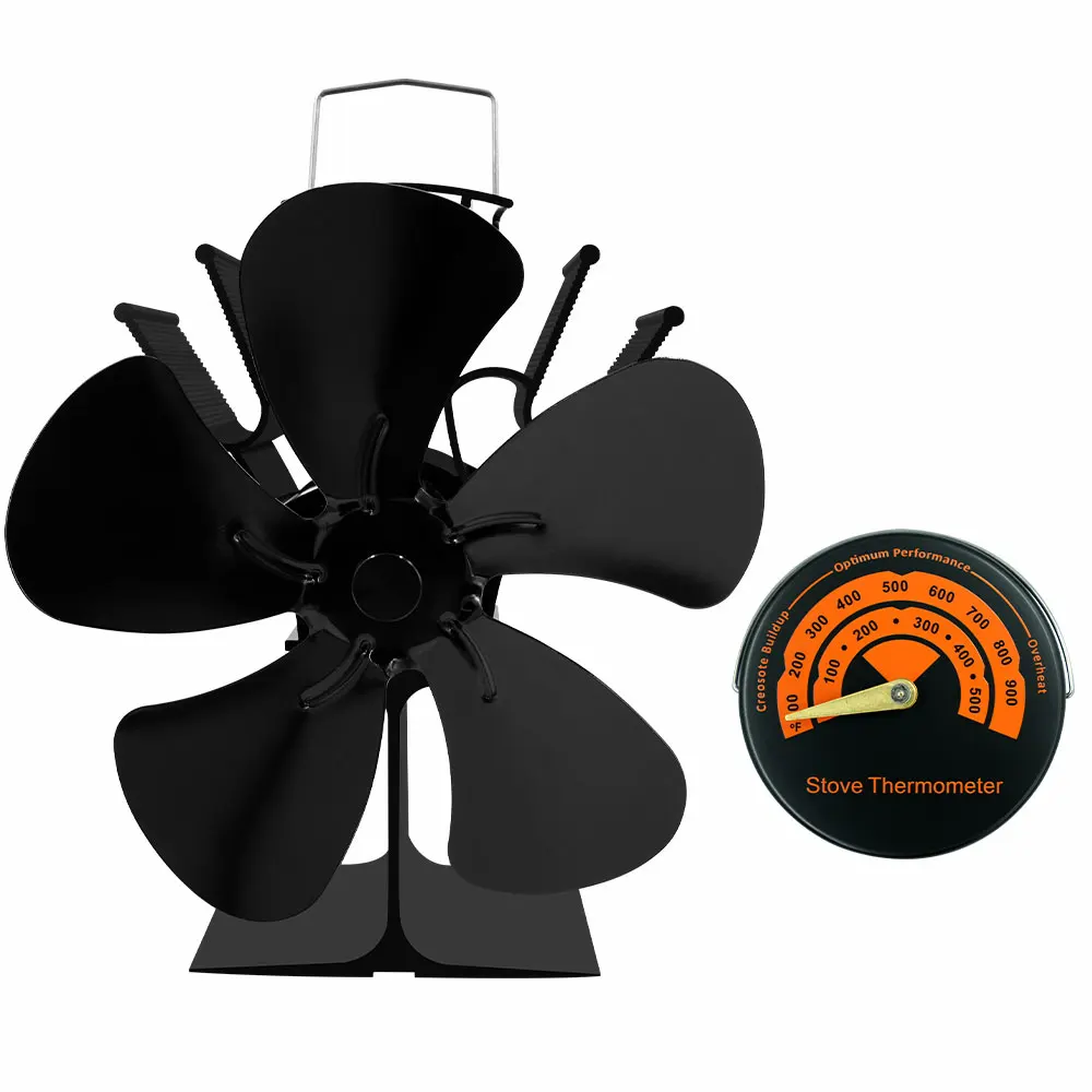 

New 5 Blade Heat Powered Stove Fan Log Wood Burner Eco Friendly Quiet Fireplace Fan Winter Warm Home Efficient Heat Distribution