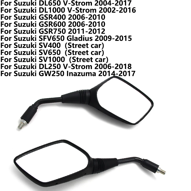 

Motorcycle Rearview Mirrors Universial Motorbike 10mm Black Side Mirrors For Suzuki GW250 Inazuma SFV650 Gladius DL650 V-Strom
