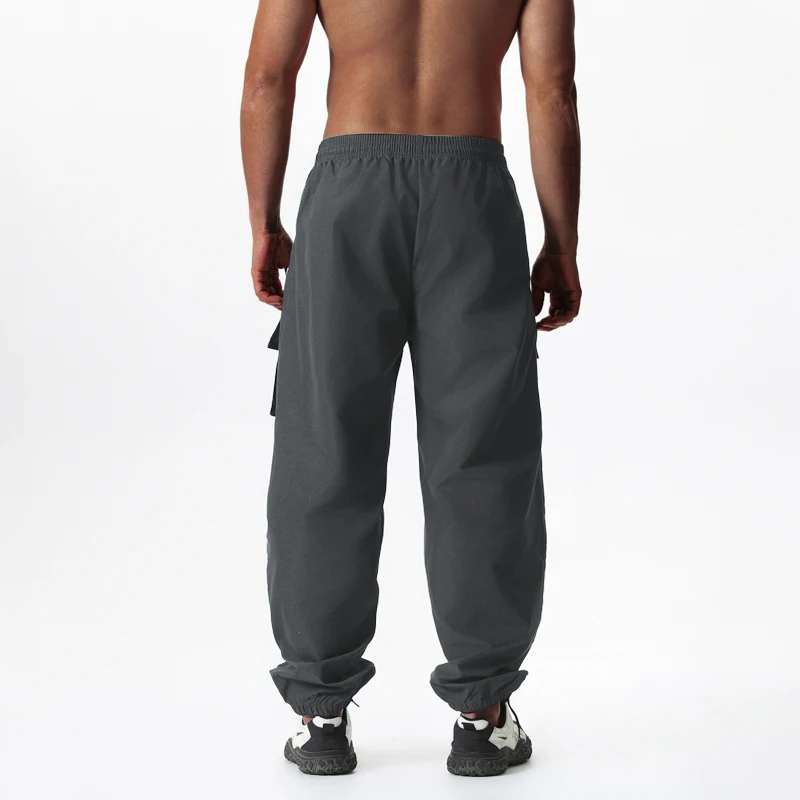 بنطال كارجو للرجال بخصر برباط، جيوب متعددة المرافق، كاحلين مكبل، نمط شارع كاجوال للارتداء اليومي والخارجي #4