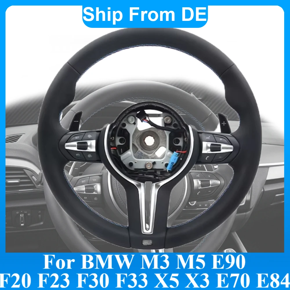 Kierownica z ekoskóry PU do BMW M3 M5 F20 F22 F23 F30 F33 F34 X1 F48 X5 F15 X3 F25 F80 E90 E70 E60 E84, zamiennik kierownicy samochodowej, bez poduszki powietrznej.
