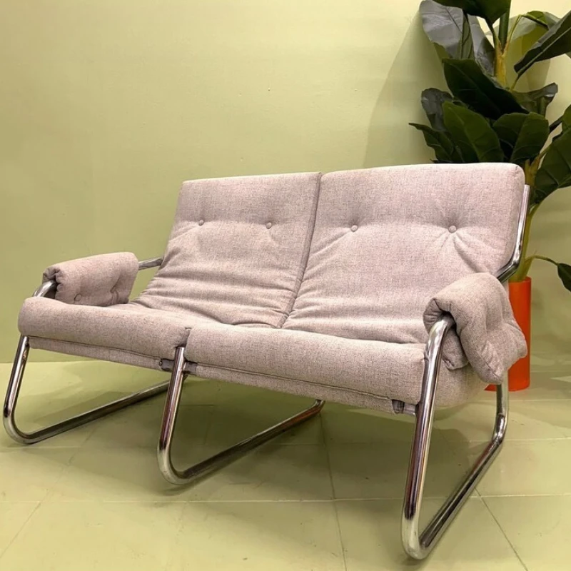 Korean retro dopamine, pull buckle leisure sofa, medieval design art module double sofa