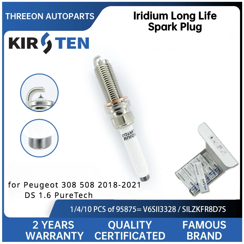 KIRSTEN Iridium Spark Plug for DS 7 Crossback 1.6 PureTech 2017-2022 Peugeot 308 508 2018-2021 ZR6SII3320 9813769880