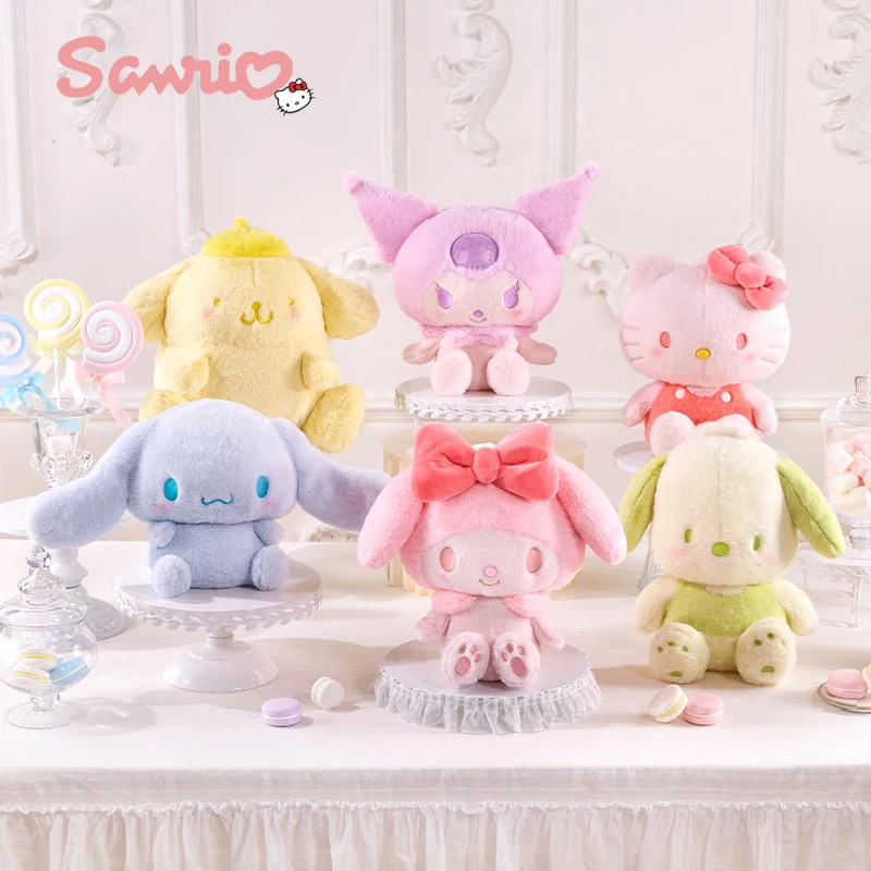 

Sanrio Rainbow Makaron Series Hellokitty Kuromi Cinnamoroll Pochacco Plush Doll Cushion Soft Bedroom Decoration Toys Girl Gifts