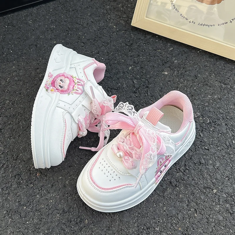 Pink Purple 26-37 2025 New Leather Children's Sneakers Girls Shoes Kids Sports for Casual for Spring Autumn Tennis Female Shoes
