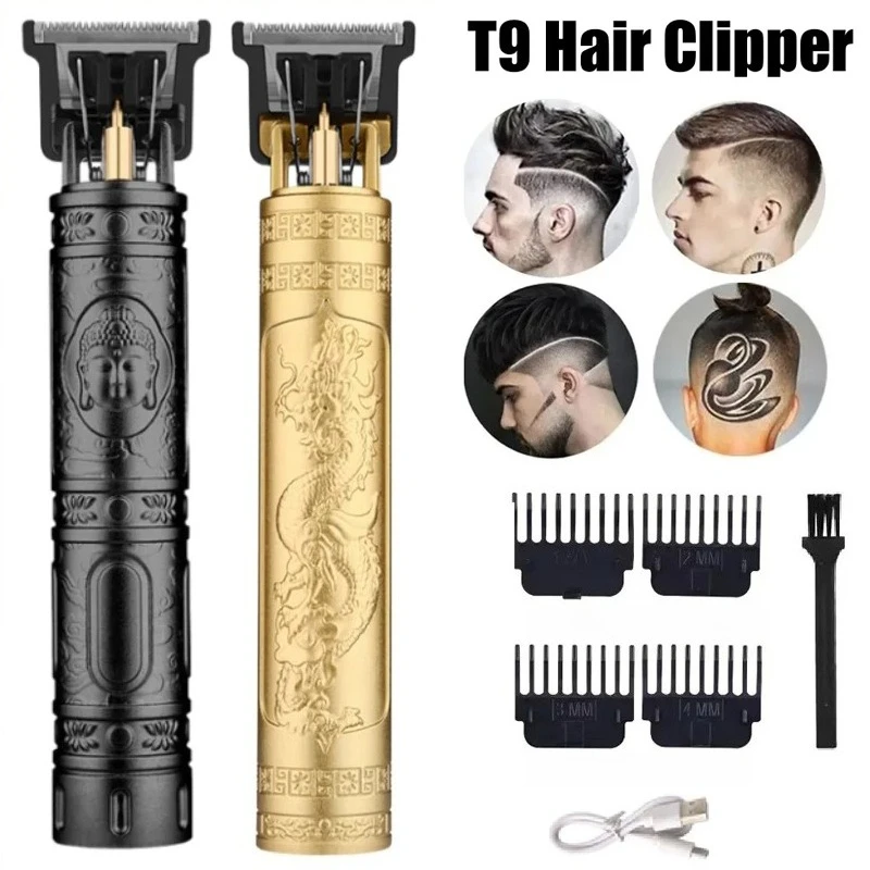 T9 Hair Clipper With 4 Guide Combs Cleaning Brush USB Cable Cordless Rechargeable Beard Trimmer For Men Professional Barber