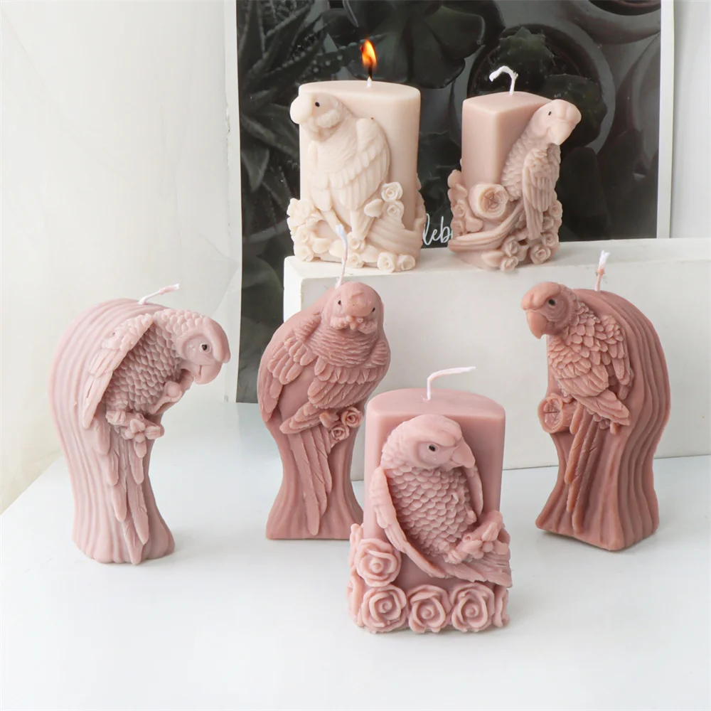 Süße Papagei Silikon Kerze Form-Säule Duftform-Vogel Ornament Gips/Seife/Epoxidharz Papagei Werkzeuge Party Geschenke Home Decor