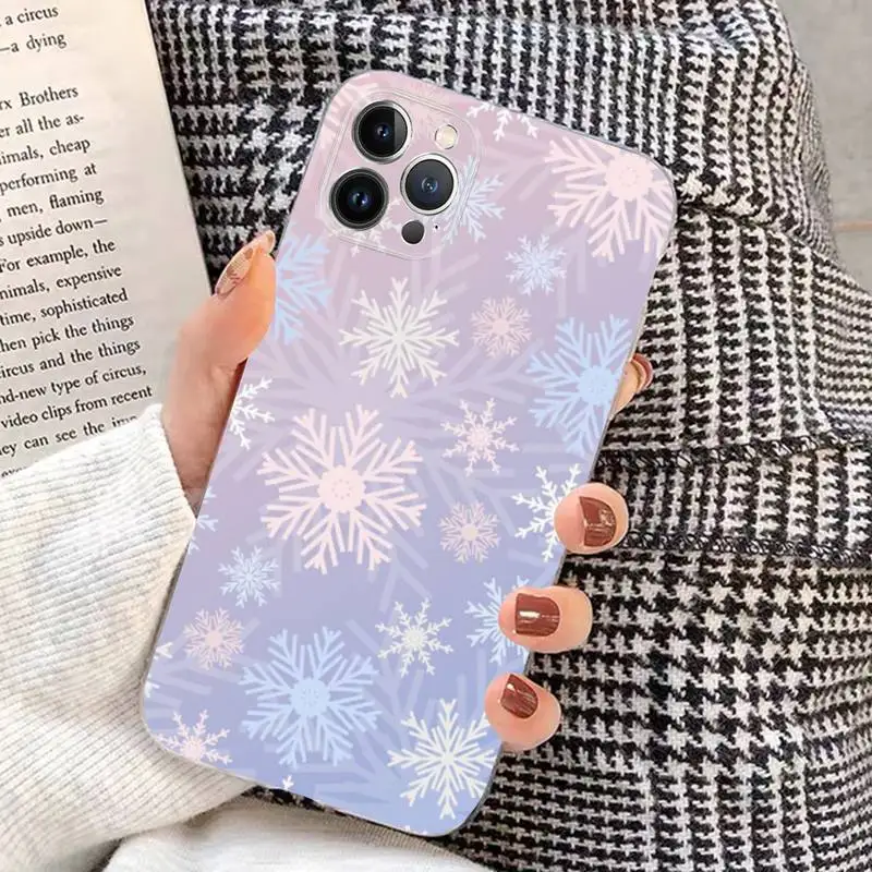 Christmas Snowflake Phone Case Silicone Soft for iphone 14 13 12 11 Pro Mini XS MAX 8 7 6 Plus X XS XR Cover