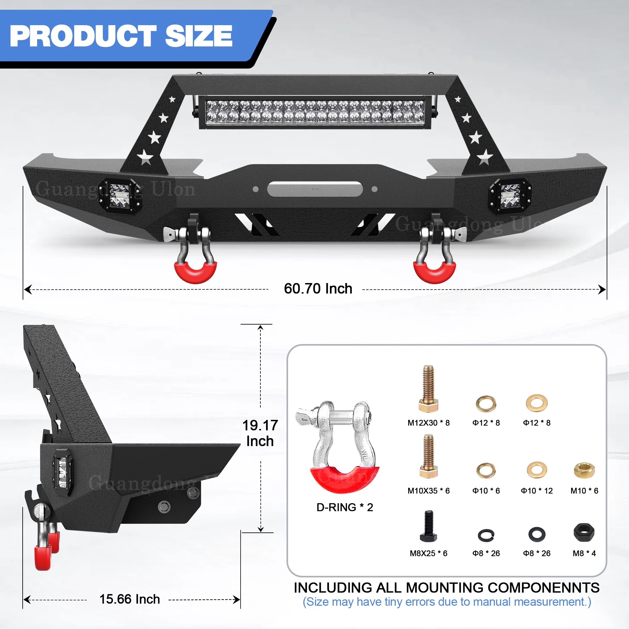 Front Bumper Accessories Fit 1984-2001 Jeep Cherokee XJ (2/4 Doors) Off-road Bumpers, Black , 2\