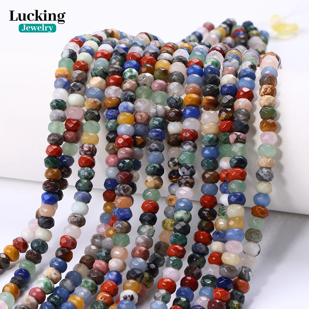 

Natural 12 Chakra Stones Faceted Rondelle 4x6mm Strand for Jewelry Making, Collectors, Spiritual Gifts