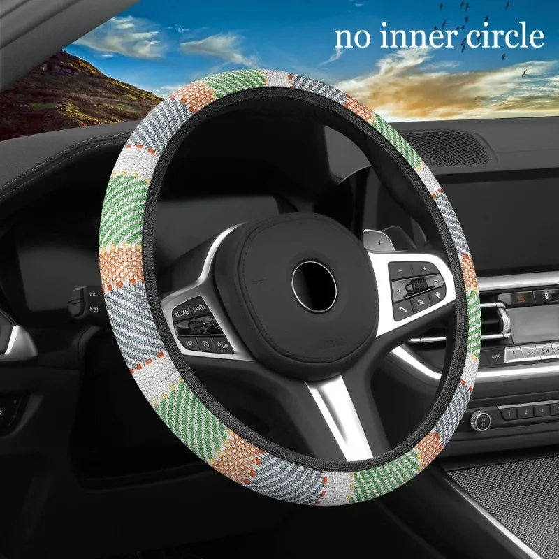 

No Inner Ring Steering Wheel Cover - Universal Elastic, Breathable Non-slip Braided PU, Car Handle Cover, General Accessories