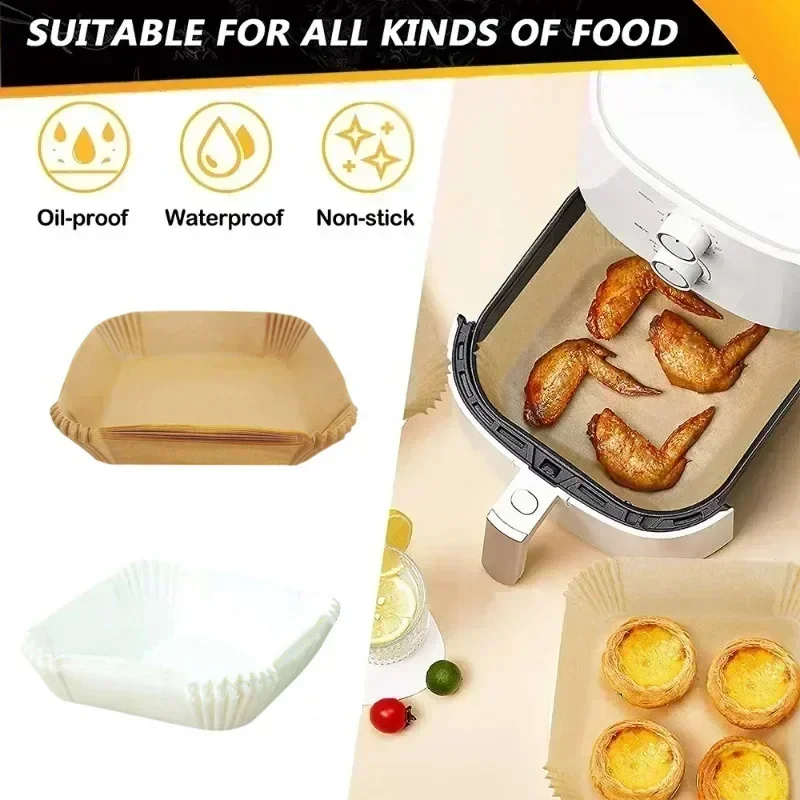 25pcs Air Fryer Disposable Baking Paper Anti Oil Paper Liner Form Tray Kitchen Grill Parchment Paper Air Fryer Accessories