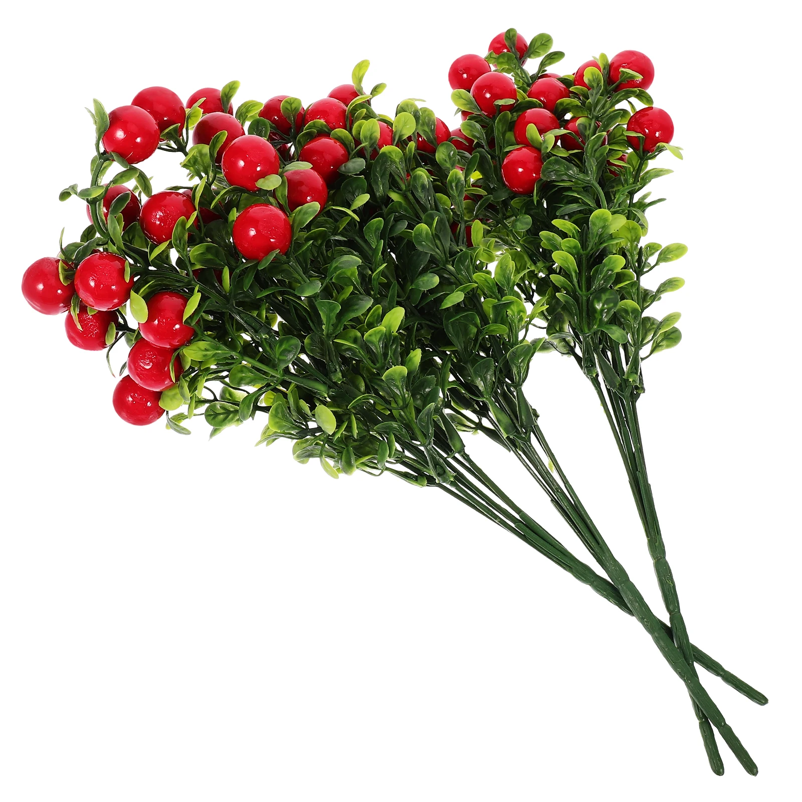 

3 Bunches Artificial Faux Branches Red Berries Stems Home Decor Bedroom Office Garden Suppliesfake cherry branches