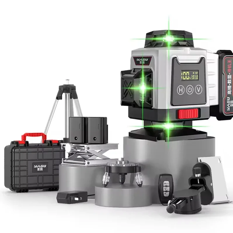 -Outdoor green light ultra-bright high-precision level 8/12/16 lines adjustable thickness flash level