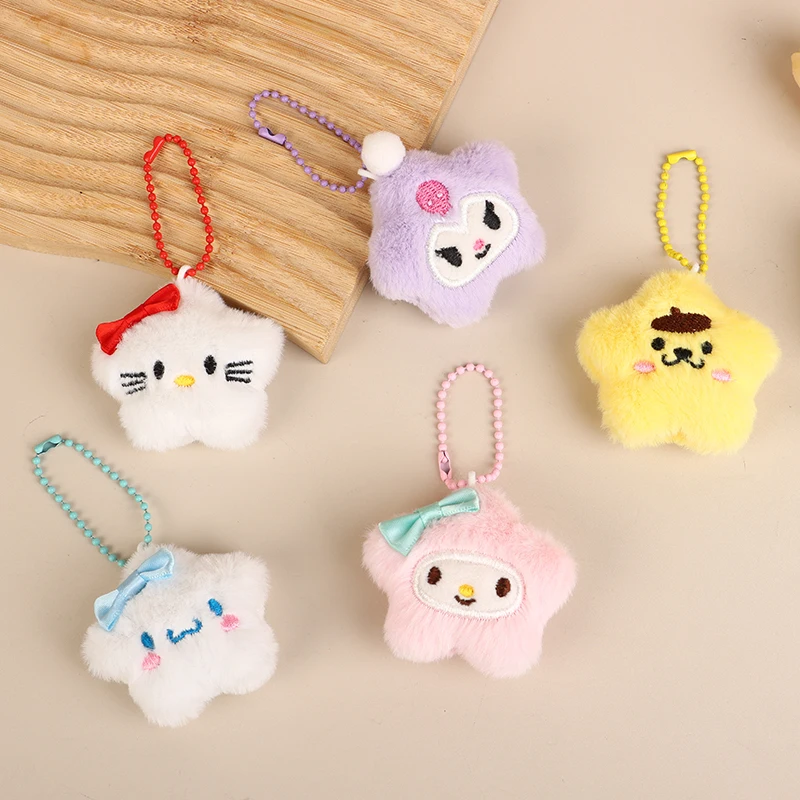 Подвеска в виде плюшевой звезды Sanrio с мультяшным Hello Kitty Kuromi Melody, мягкая кукла, брелок для ключей от машины, украшение для рюкзака, сумки, подарок