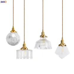 IWHD Clear Glass LED Pendant Light Fixtures Home Indoor Decor Bedroom Living Room Copper Nordic Modern Hanging Lamp Luminaria