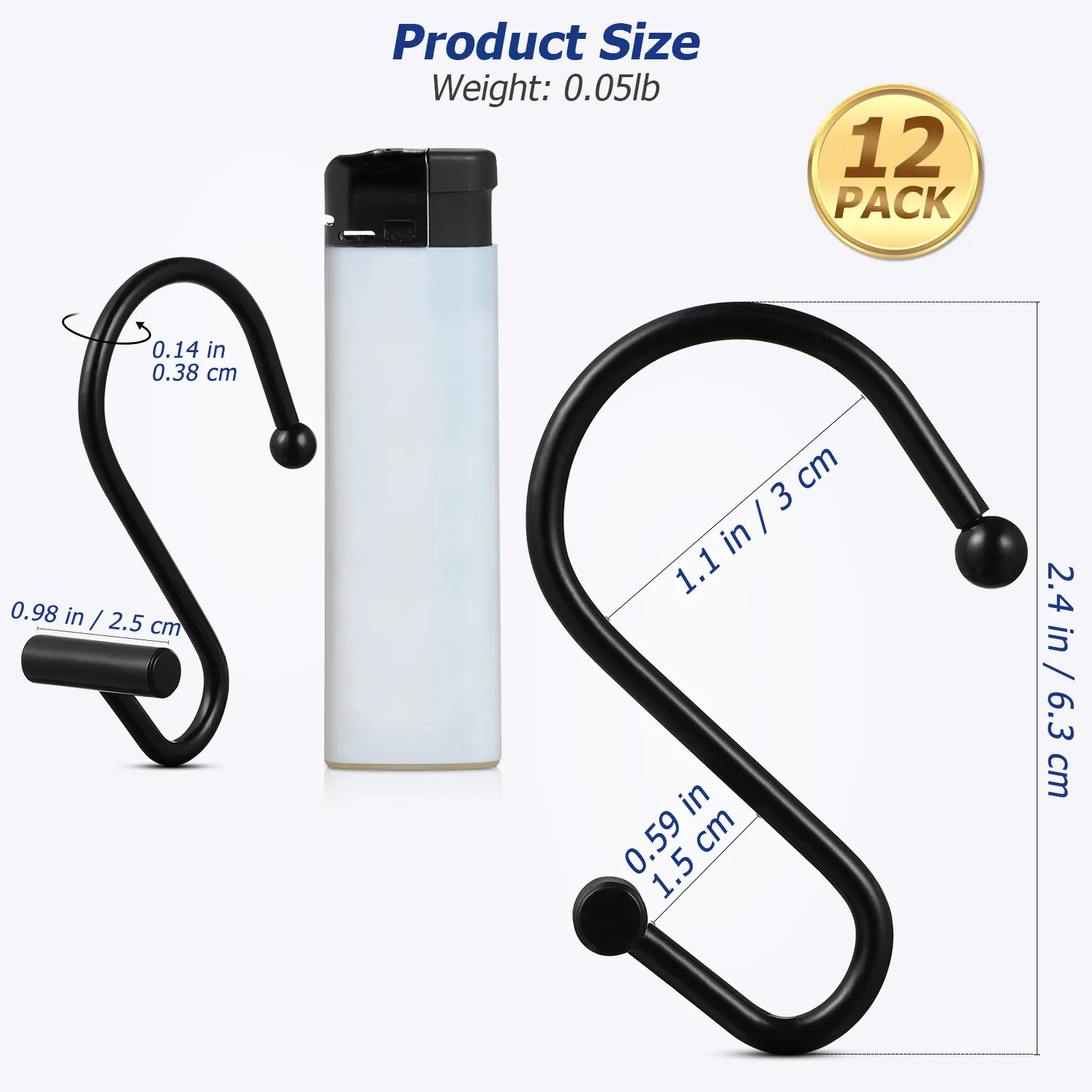12Pcs Shower Curtain S Hooks Decorative Shape Iron Electroplated Smooth Sliding Bathroom Curtains Fits Most Standard
