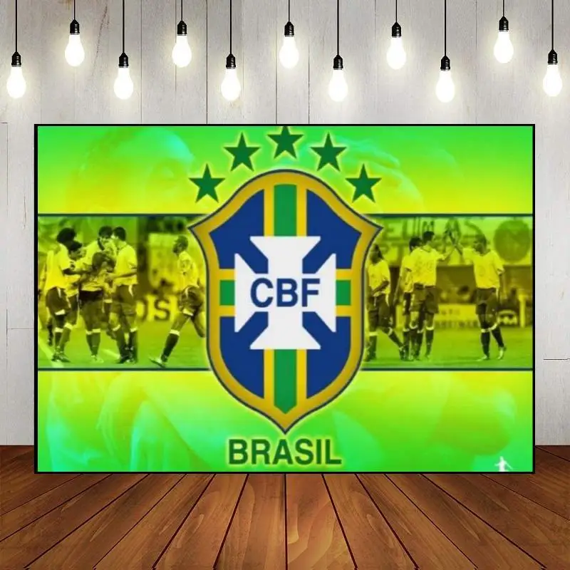 Party Backdrop Photo Custom Background Monte Cristo Photography Football Kingdom Star Banner Golden Brazil Theme Decoration Wall