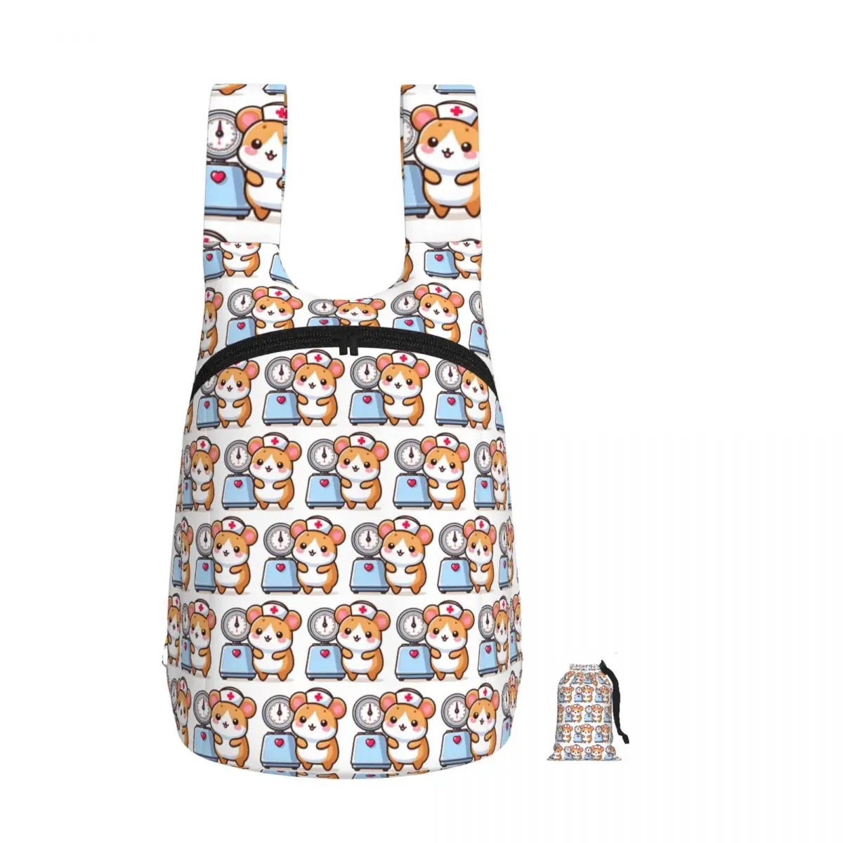 

Kawaii Hamster With Nurse Hat Backpack Student Storage BookBag Kids School Bag Computer Shoulder Bags for Boys Girls