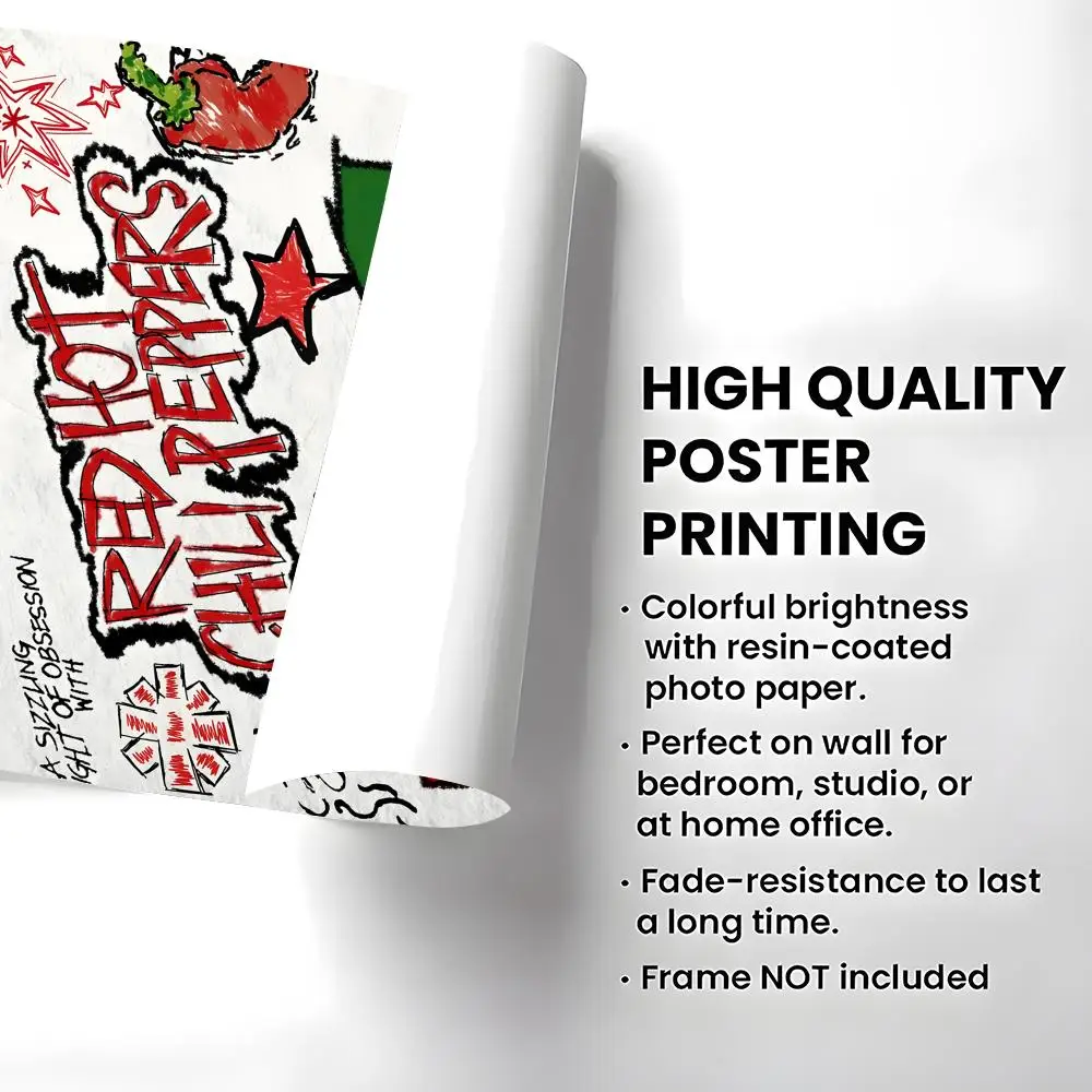 Band Red Hot Chili Peppers Poster Self-adhesive Art Waterproof Paper Sticker Coffee House Bar Room Wall Decor
