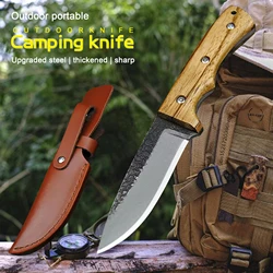 MR.GH Manual forging 440c straight knife outdoor survival knife hunting fishing multi-purpose knife distribution leather cover