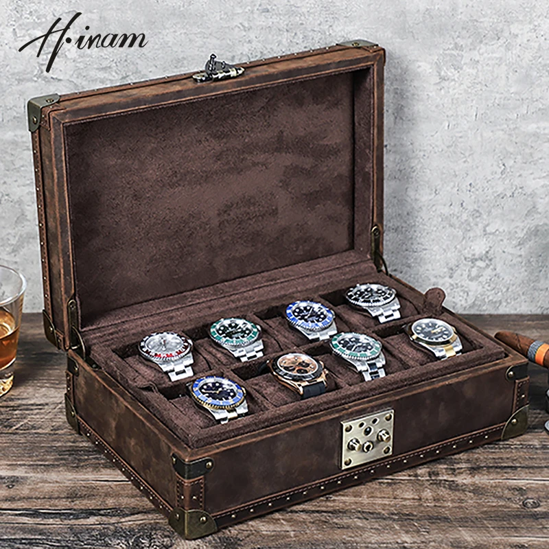 Premium Leather Watch & Jewelry Box 8 Independent Slots Detachable Cushions Ideal for Gift Packaging