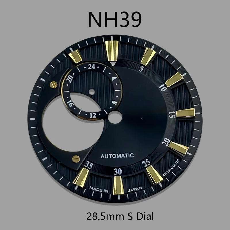 Dial NH39 28.5mm dengan logo S, cocok untuk modifikasi jam tangan klasik hollow sunburst dengan mesin NH39.