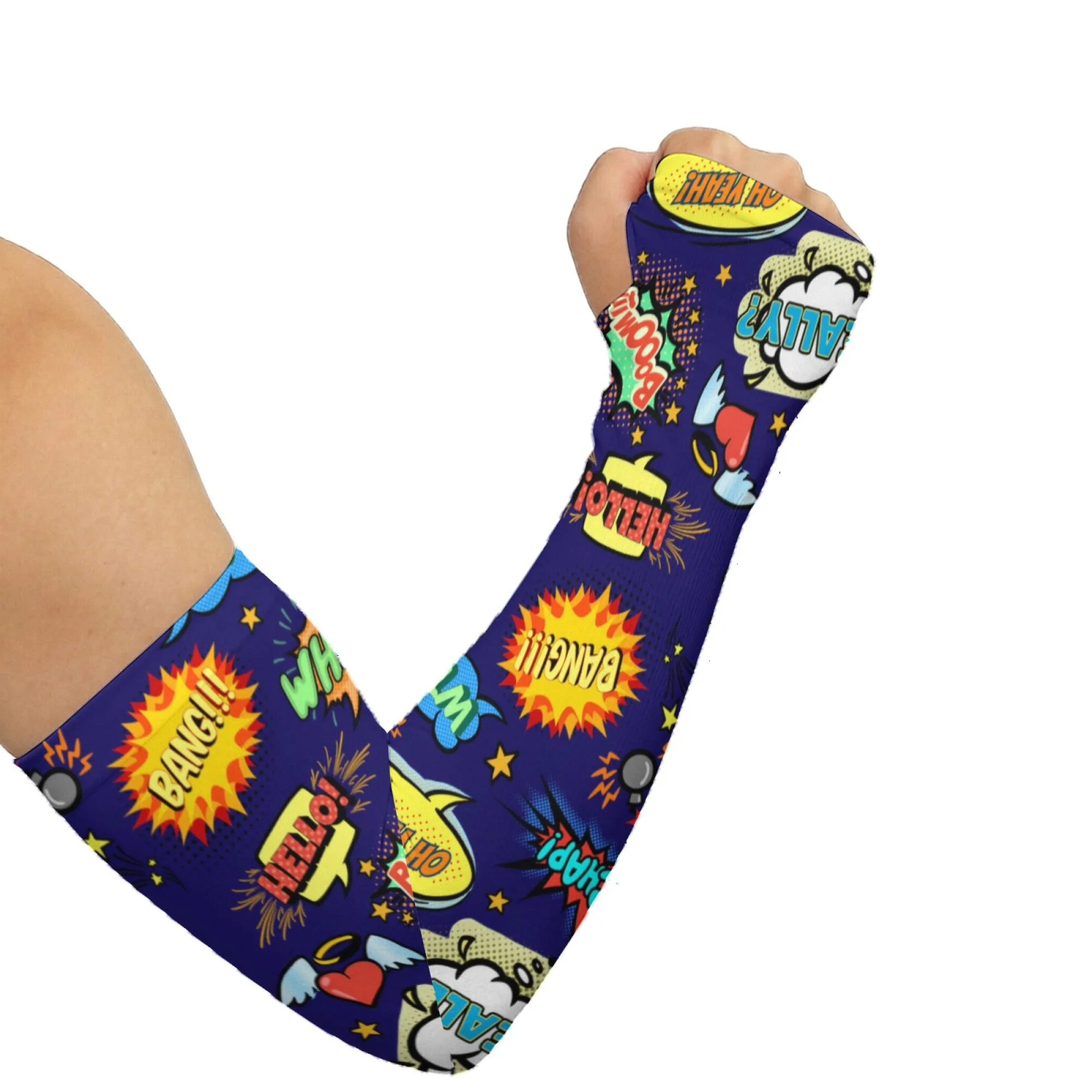 Pop Comics Arm Sleeves Non-slip Breathable Quick-drying Ice Sleeves Outdoor Gardening Cycling Sports Protective Cover Unisex