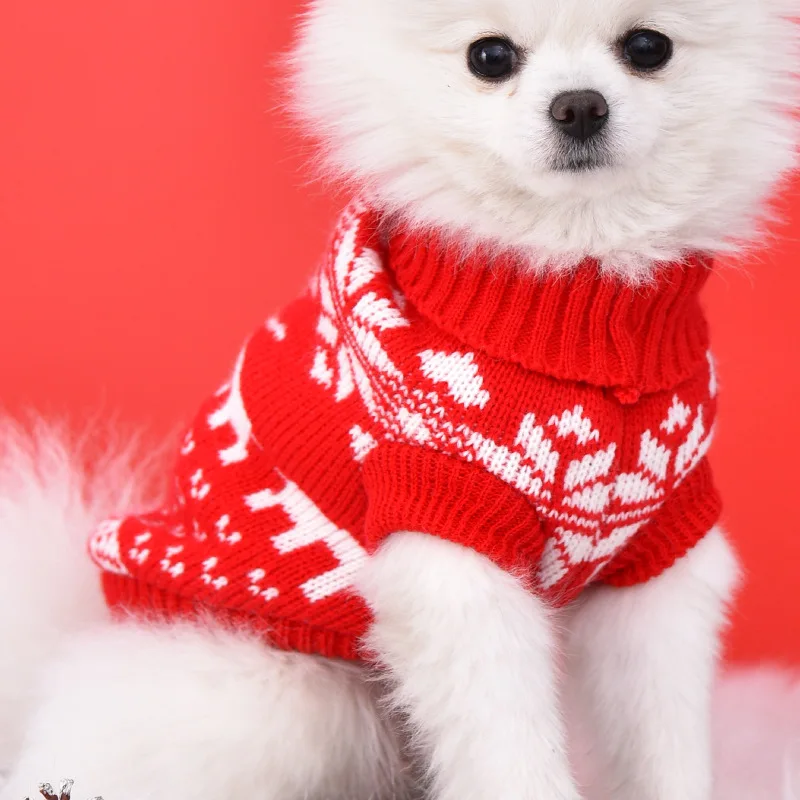 

Pet Clothing sweater Deer striped turtleneck Dog Clothing sweater Christmas Snowflake Dog sweater Fall/Winter