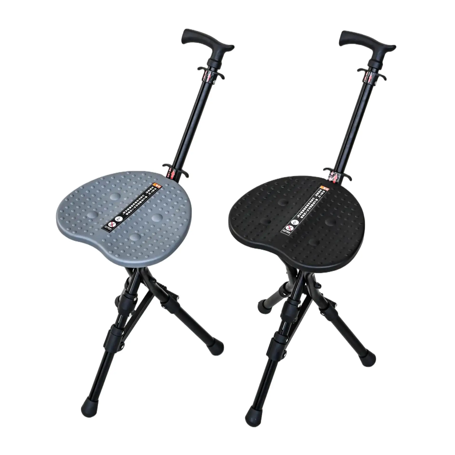 One-Click Foldable Stool for the Elderly Walking Cane Hand Support Multi-functional Hiking Stick for Outdoor Use