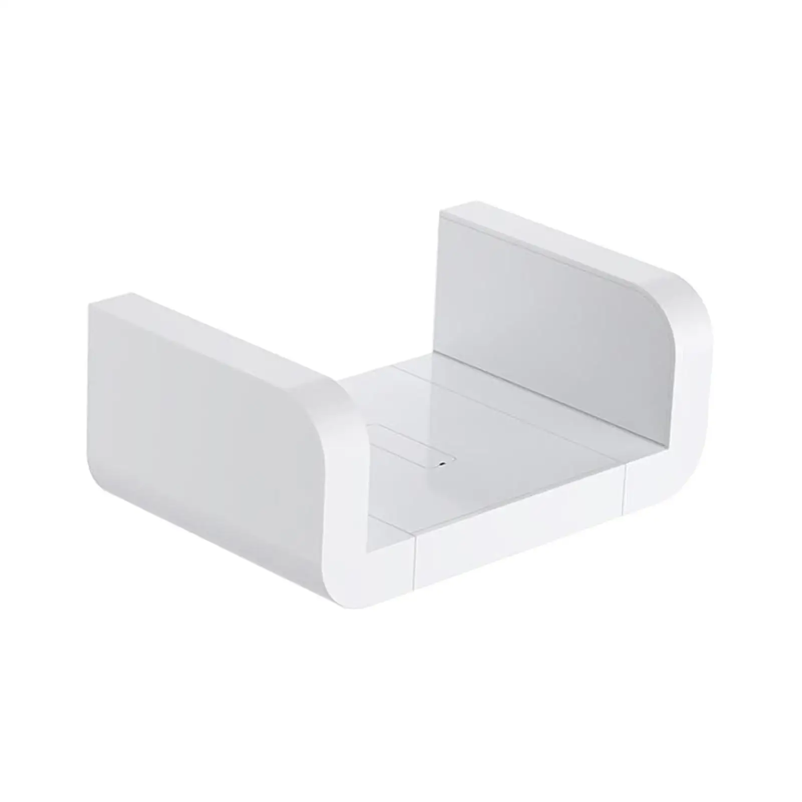 White Floating Shelves for Wall U Shape Plastic No Punching Stick on Rack Holder for Bathroom Living Room Office