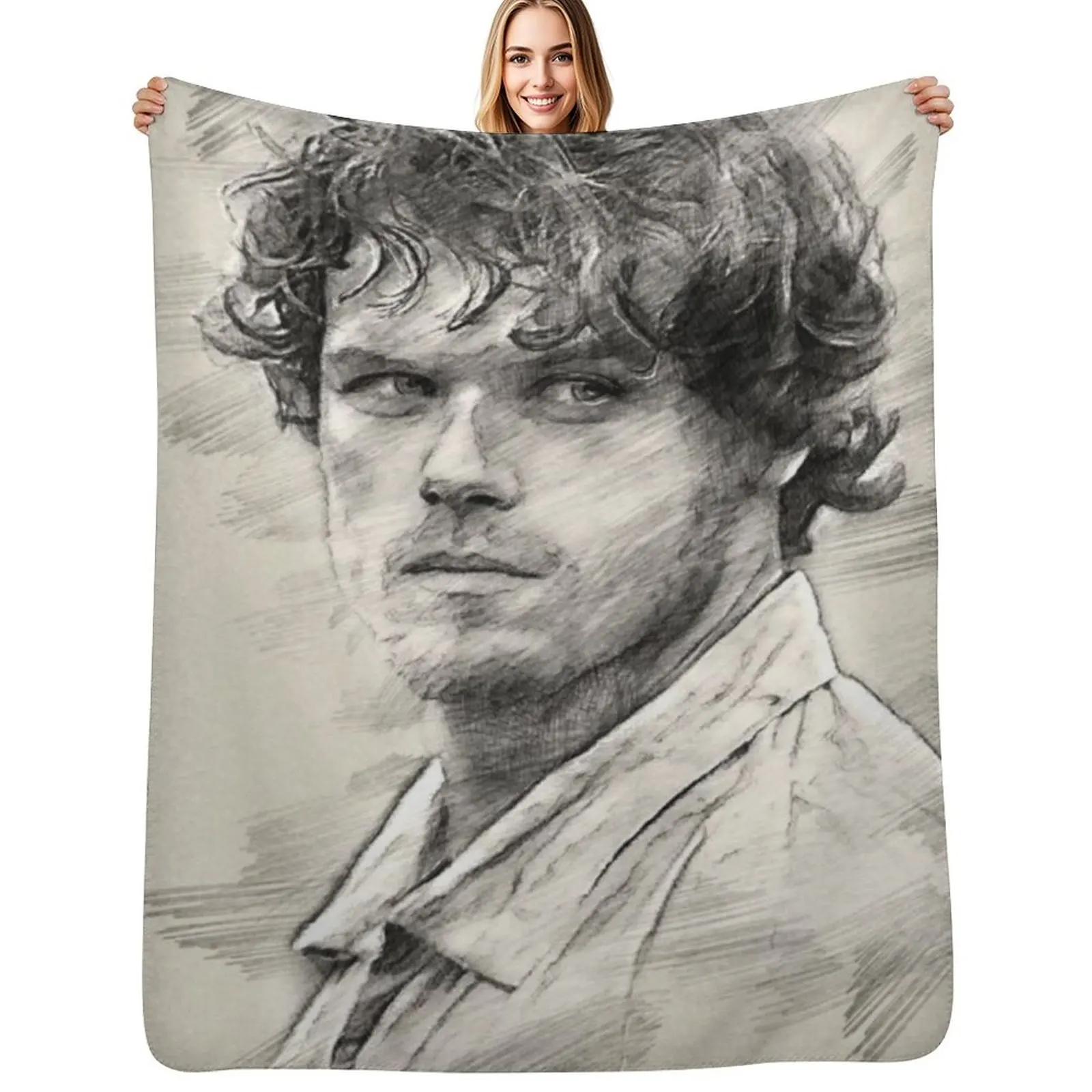 Sam Heughan - Jamie Fraser Throw Blanket Breathable Lightweight Blanket for Adults Kids