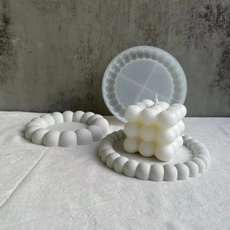 DIY Bubble Coaster Forma silikonowa Okrągła taca do przechowywania biżuterii Forma z żywicy gipsowej Ręcznie robiona taca na naczynia Forma