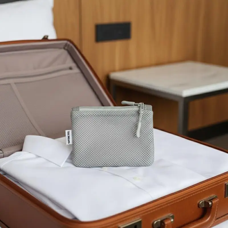 New Travel Makeup Storage Bags Mesh Coin Purse Simple Portable Mini Bag Multi-purpose Square Bag Double-layer Zipper Card Holder