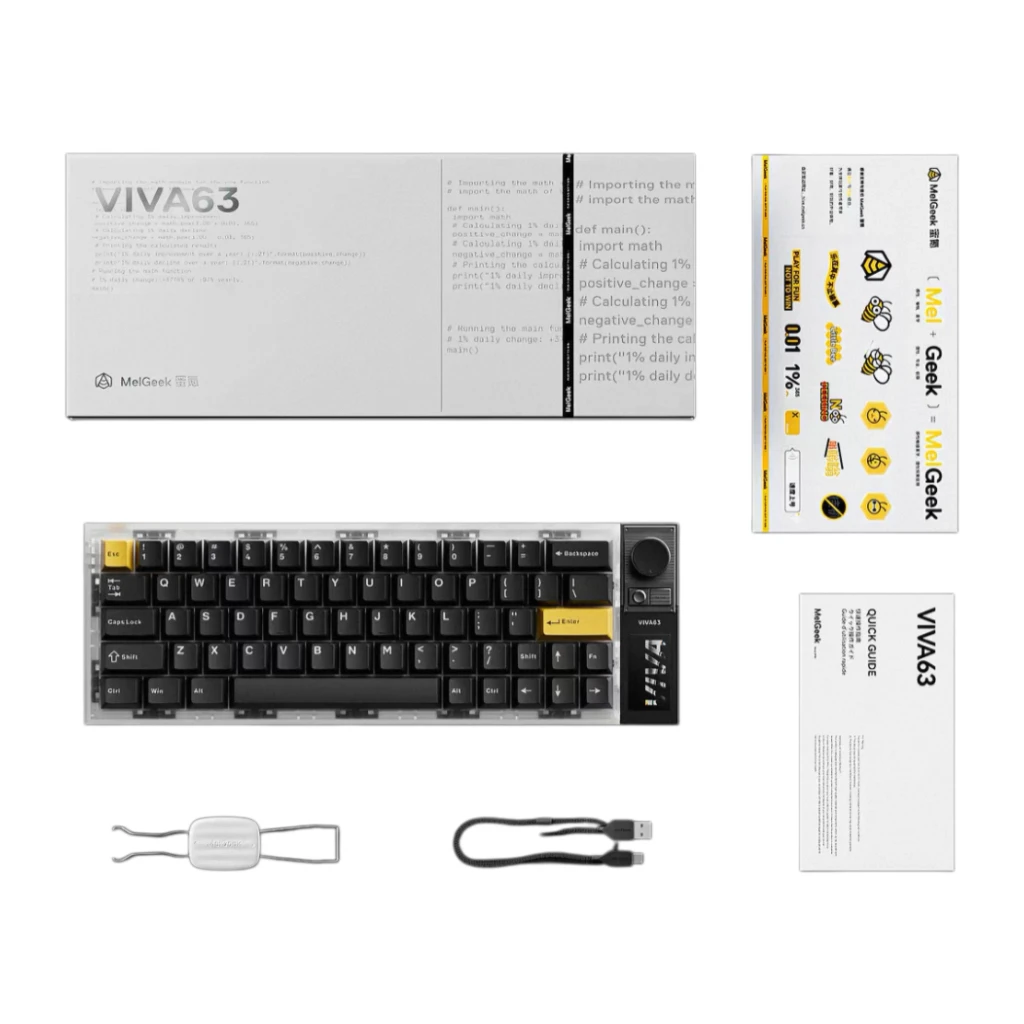MelGeek VIVA63 Magnetic Switch Keyboard With OLED Screen Knob Wired 63 Keys Gaming Keyboard For CS2 Valorant Delta Force games