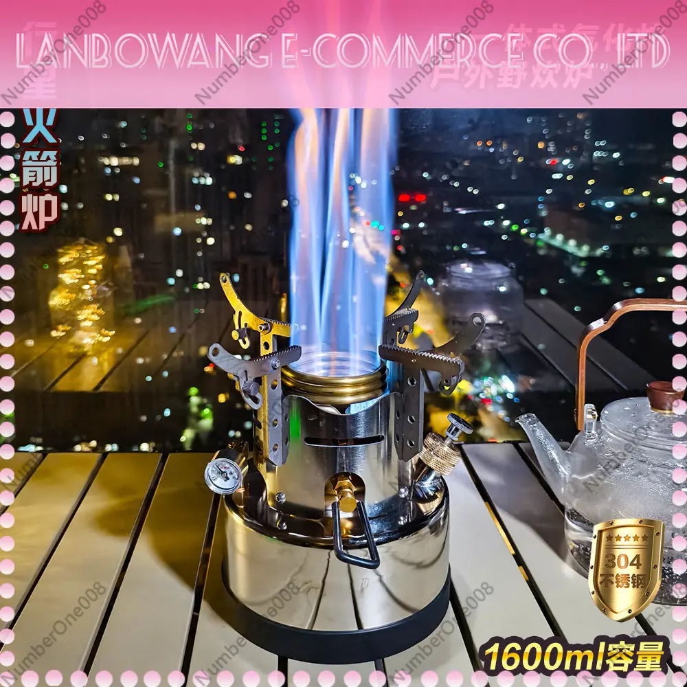 Portable Pressurized Alcohol Stove, Integrated Ethanol Gasifier Burner for Outdoor Camping Hiking Cooking