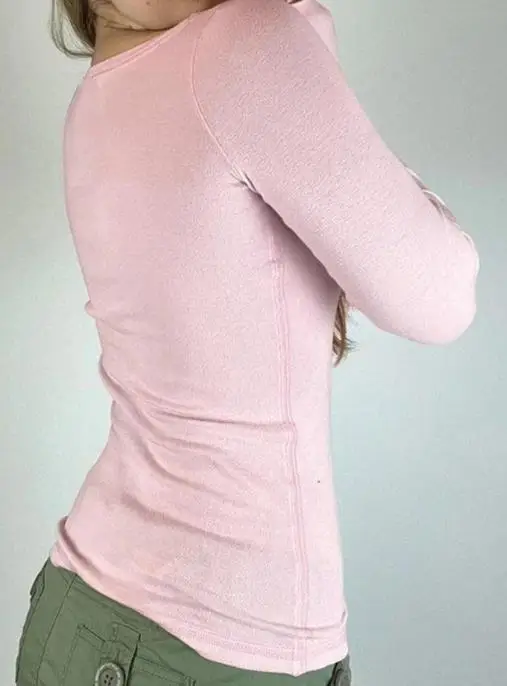 

Women's T-Shirt 2025 Autumn/winter Y2K Spicy Girl Style Button Up Long Sleeved Vest T-Shirt for Women