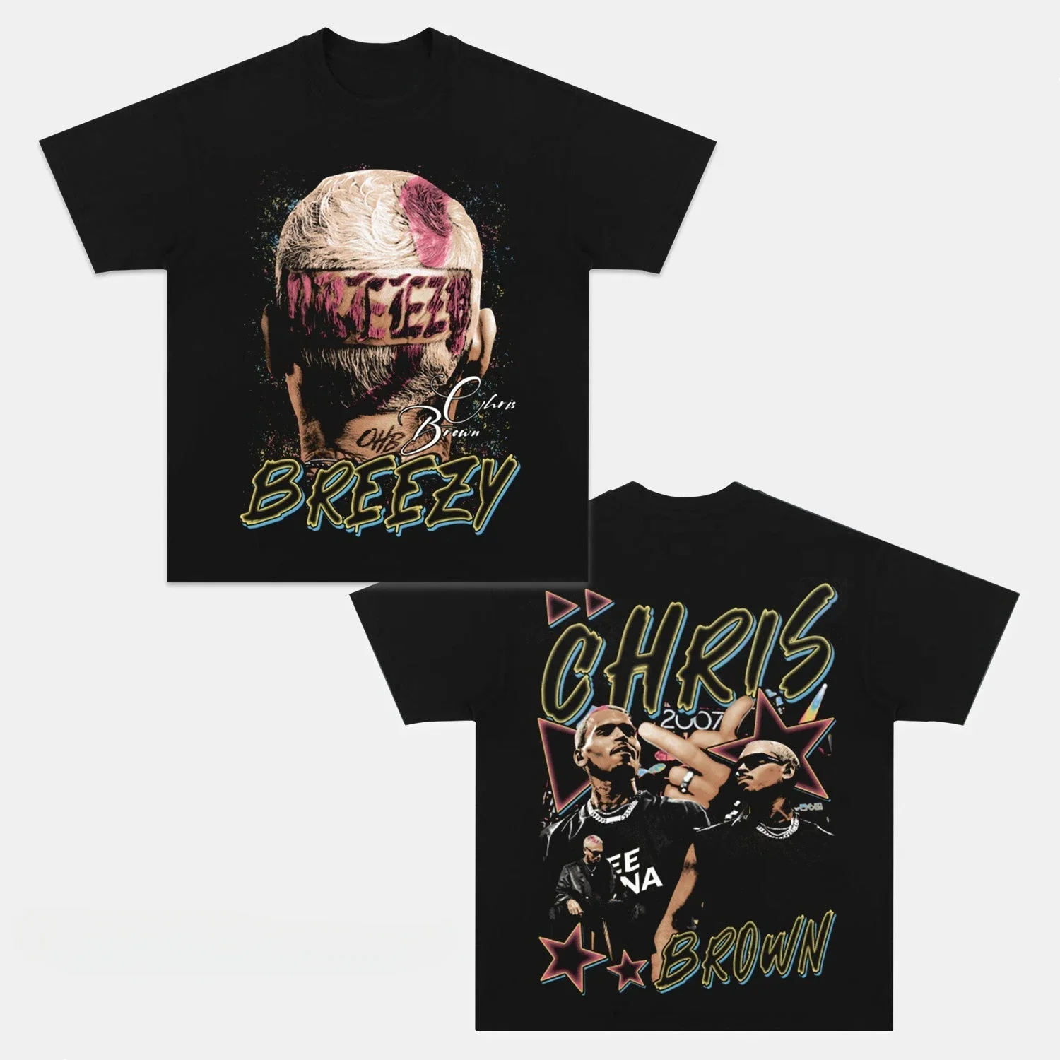 Hommes T-shirts Art 100_ coton Chris Brown Breezy chemise drôle hommes à manches courtes graphique T-shirt Collection vendu par CMingShop